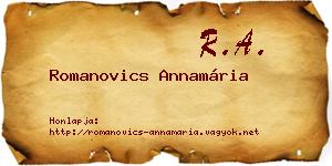 Romanovics Annamária névjegykártya